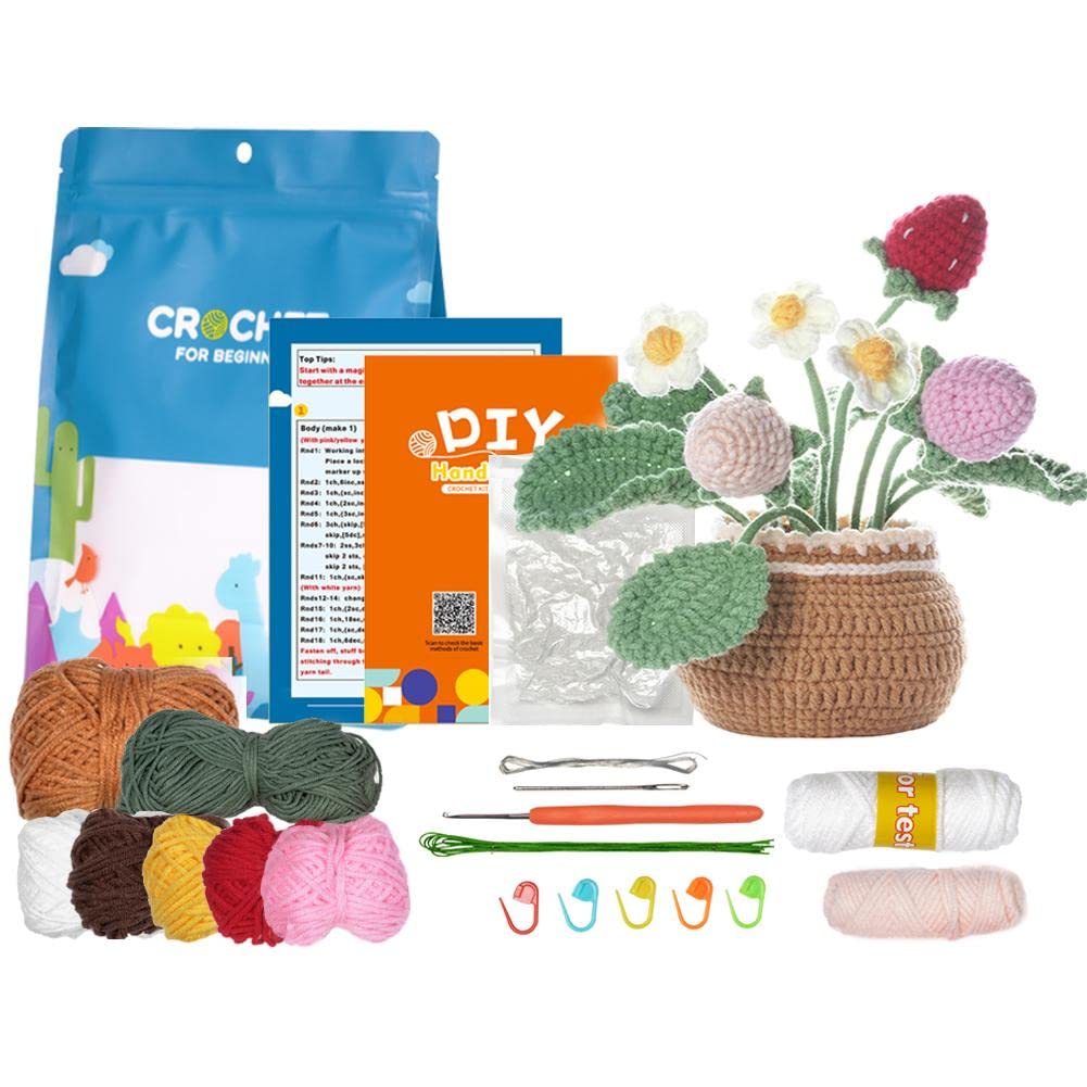 Amazon | 手作り チューリップの花植物鉢植えかぎ針編みニットキット